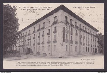 FRANCE, Postcard, Nevers, Hotel De France & Grand Hotel Combined