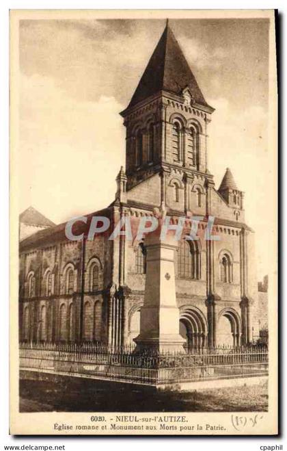 CPA Nieul sur l'Autize eglise romane et monument aux Morts pour la Patrie