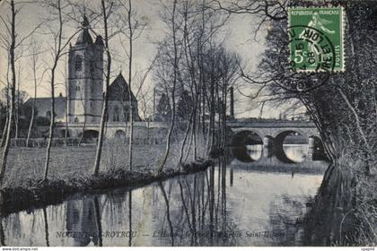 CPA Nogent Le Rotrou L'Huisne Eglise Saint Hilaire
