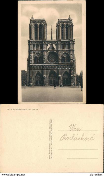CPA Paris Kathedrale Notre-Dame Frontansicht 1925