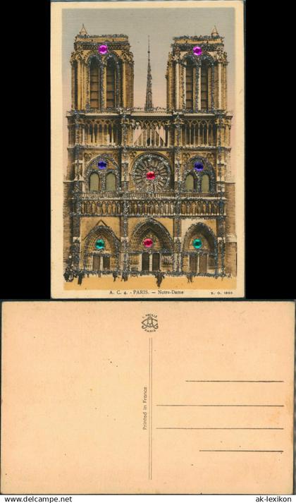 Paris Kathedrale Notre-Dame besetzt mit Strasssteinen 1928 Perlen