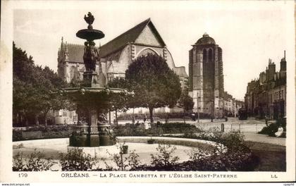 CPA Orleans La place Gambetta et l'eglise Saint Paterne