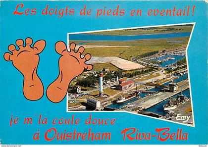 14 - Ouistreham - Riva Bella - Vue aérienne du chenal et du Phare - Flamme Postale de Ouistreham Riva Bella - CPM - Voir