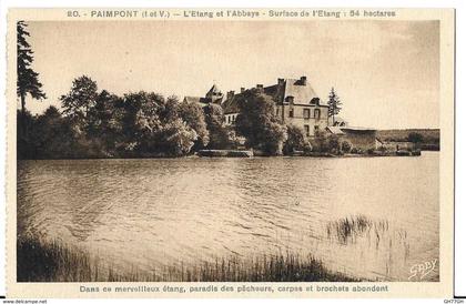CPA PAIMPONT -l'étang et l'abbaye