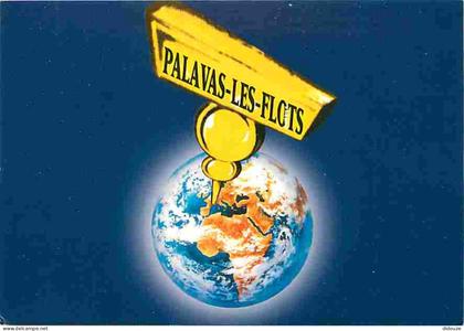 Carte Postale - 34 - Palavas les Flots - Carte Géographique - Mapmonde - Flamme Postale de Palavas les Flots - CPM - Voi