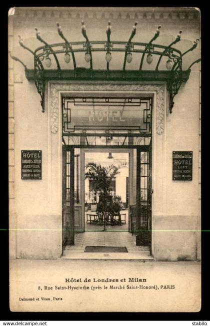 75 - AFR6-RRRER - HOTEL DE LONDRES ET MILAN, 8 RUE ST-HYACINTHE