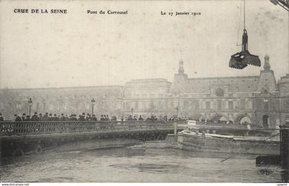 CPA Paris Crue de la Seine Pont du Carrousel 27 janvier 1910