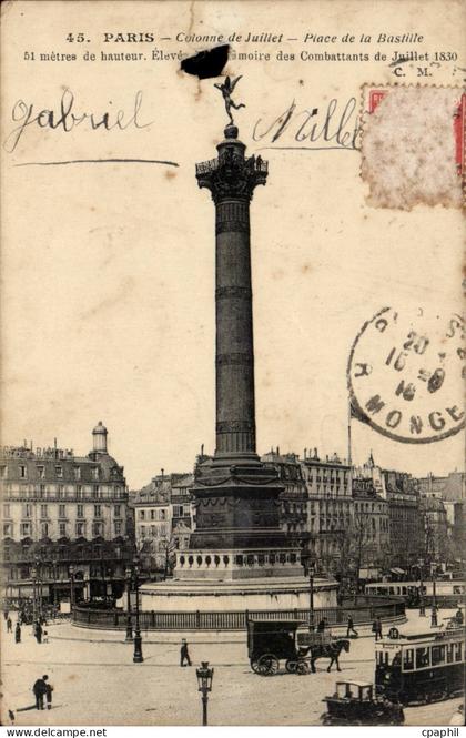 Paris - 11 Place de la Bastille - Colonne de Juillet - CPA