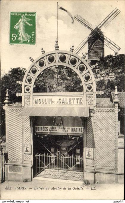 Paris - 18 - Moulin de la Galette - Entree - windmill - muehle - CPA