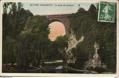 Paris - 19 - Buttes Chaumont - Le Pont de Briques CPA