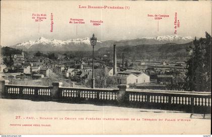 CPA Pau Bizanos et la chaine des Pyrenees de la terrasse du palais d'hiver