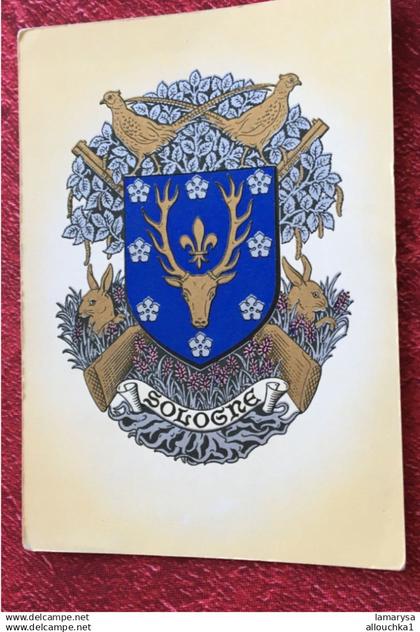 Blason de la Sologne Région Centre-Val de Loire, historiquement partagée entre l'Orléanais et le Berry,Carte Postale-CPA
