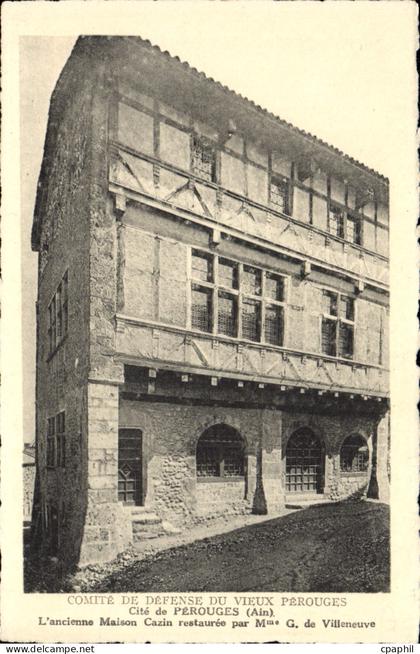 CPA Perouges Comite de Defense du Vieux Perouges l'ancienne maison Cazin