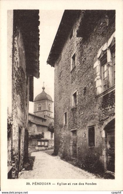 CPA Perouges Eglise et rue des Rondes