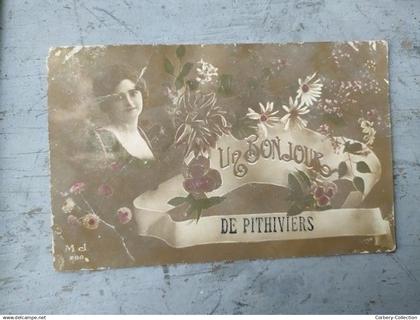 45. PITHIVIERS. CPA Fantaisie Un Bonjour de Pithiviers