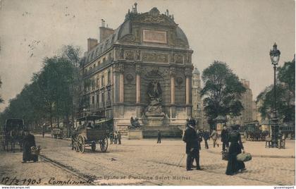 PARIS  PLACE ET FONTAINE SAINT MICHEL              2 SCANS