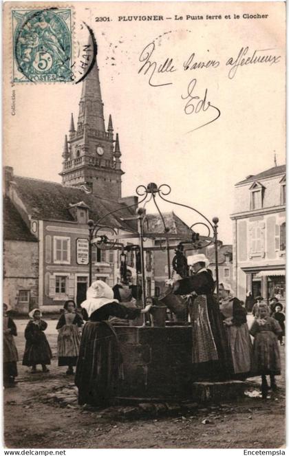 CPA Carte Postale France Pluvigner Le Puits ferré et le clocher 1904   VM103503