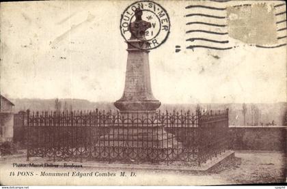 CPA Pons Monument Edgard Combes