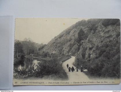 PONT D'OUILLY Chemin de Pont d'Ouilly à Pont des Vers Animée Carte Postale