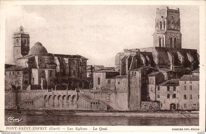 CPA Pont Saint Esprit les eglises Le quai
