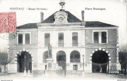 D64 PONTACQ - PLACE HUNINGUE / MAIRIE + STATUE Général BARBANEGRE
