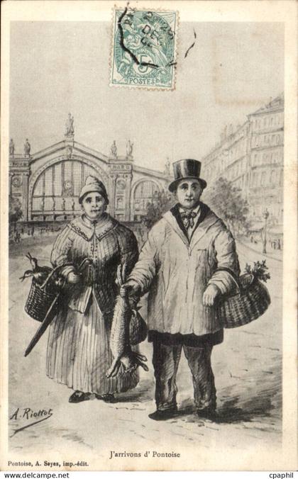 Pontoise - illustration j'arrivons d' Pontoise - lapin CPA