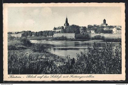 AK Küstrin, Blick auf das Schloss mit Festungswällen