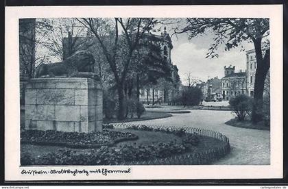 AK Küstrin, Moltkeplatz mit Ehrenmal