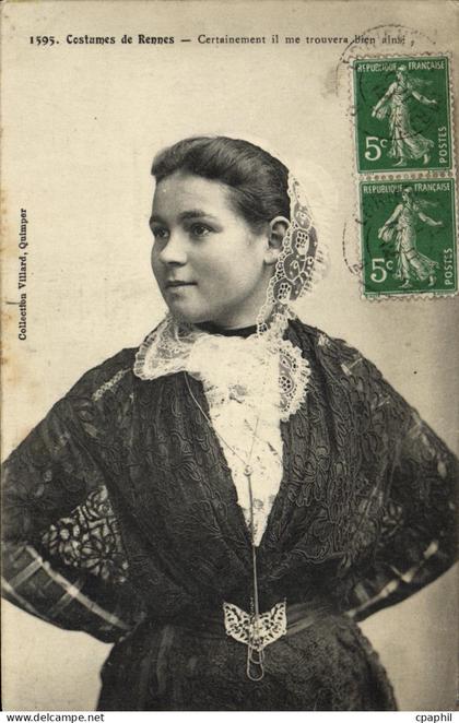 CPA Rennes Costume Folklore Coiffe