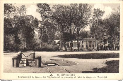 CPA Rethondes Empalacement du Wagon des Plempotentiares allemands etl'abri du Wagon de l'Armistice