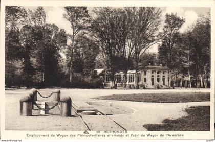 CPA Rethondes Emplacement du Wagon des Plenipotentiaires allemands et l'abri du Wagon de l'Armistice