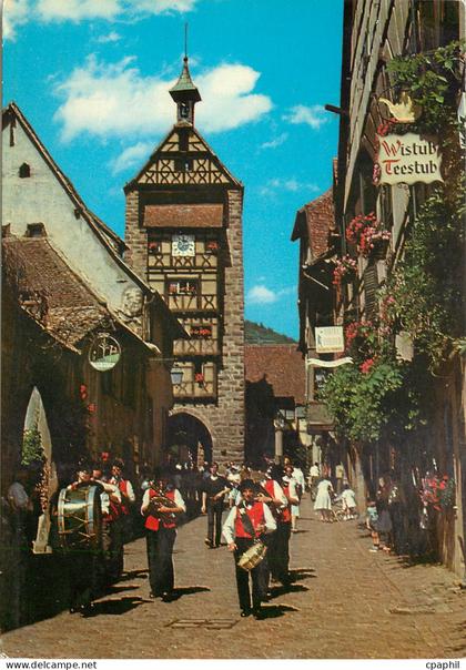 CPM Riquewihr Alsace La Tour du Dolder et la musique folklorique de Riquewihr