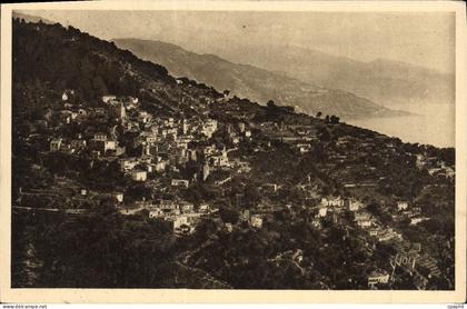 CPA Roquebrune Cap Martin Le Village Vu de la Grande Corniche