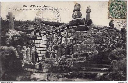 35 - Rotheneuf - Côte d'Emeraude - Un coin des rochers sculptés - Voyagé - Dos