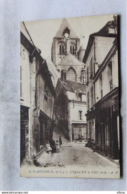 Cpa 1928, Saint Aignan, l'église, Loir et Cher 41
