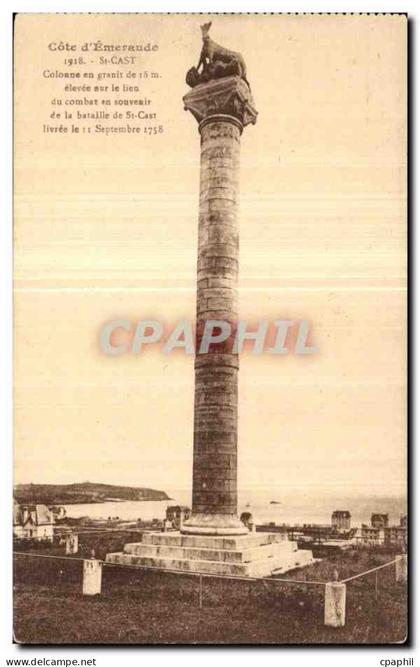 CPA Cote d Emeraude St Cast Colonne en granit de 18m Bataille 11 septembre 1758