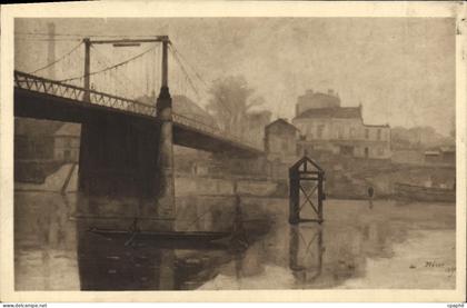 CPA Musee de Saint Denis Meret l'ancien pont suspendu de l'ile