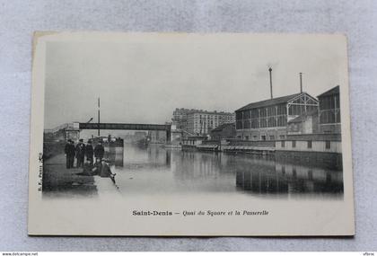 Saint Denis, quai du square et la passerelle, Seine saint Denis 93
