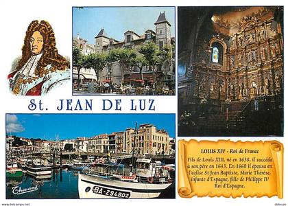 64 - Saint Jean de Luz - Multivues - Portrait de Louis XIV - Bateaux - Flamme Postale de Saint Jean de Luz - CPM - Voir