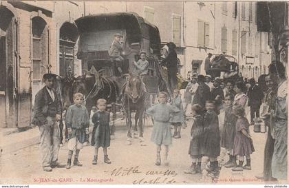 30/ Saint Jean du Gard - La Montagnarde (Diligence trés gros plan superbe carte colorisé )