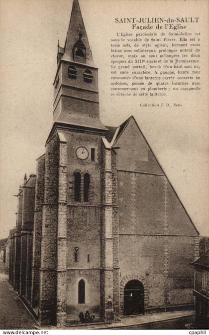 Saint Julien du Sault CPA Facade de l'eglise