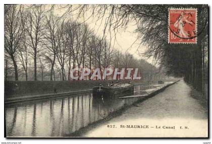 CPA Saint Maurice Le Canal Peniche Bateau