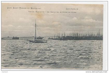 SAINT PIERRE ET MIQUELON // Vue du Barachois   goelettes de peche en hiver   Bréhier édit