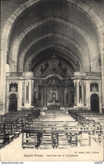CPA Saint Pons Interieur de la Cathedrale