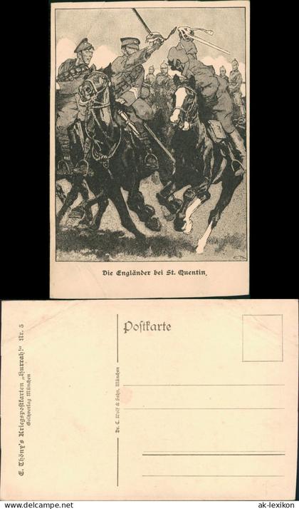 Saint-Quentin Saint-Quentin Die Engländer Schlacht Künstlerkarte 1915