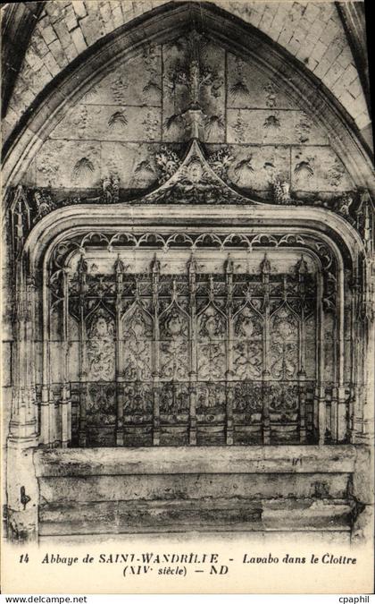CPA Abbaye de Saint Wandrille Lavabo dans le Cloitre