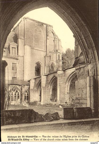 CPA Abbaye de St Wandrille Vue des ruines de l Eglise prise du Cloitre