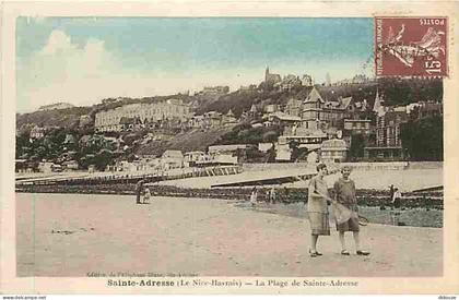Carte Postale Ancienne - 76 - Sainte Adresse - La Plage de Sainte Adresse - Animée - Colorisée - CPA - Voir Scans Recto-