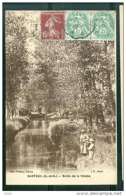 SANTEUIL - Bords de la Viosne - pêcheurs - abc72