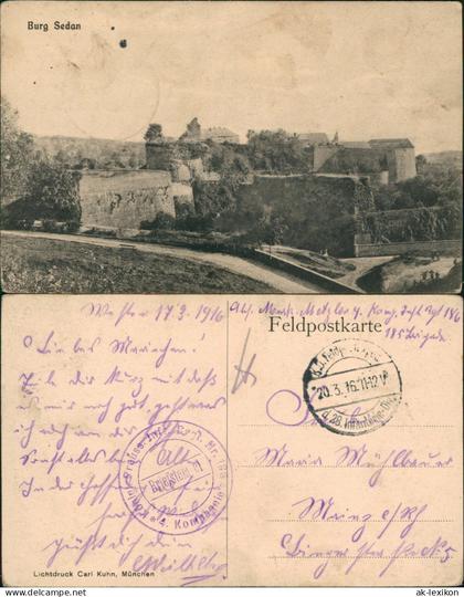 CPA Sedan Sedan Burg 1916  gel. div. Feldpoststempel WK1